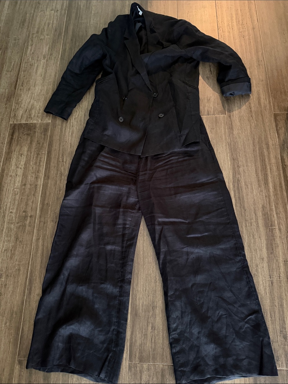 Banana Republic Black Wide-Leg Linen Pantsuit